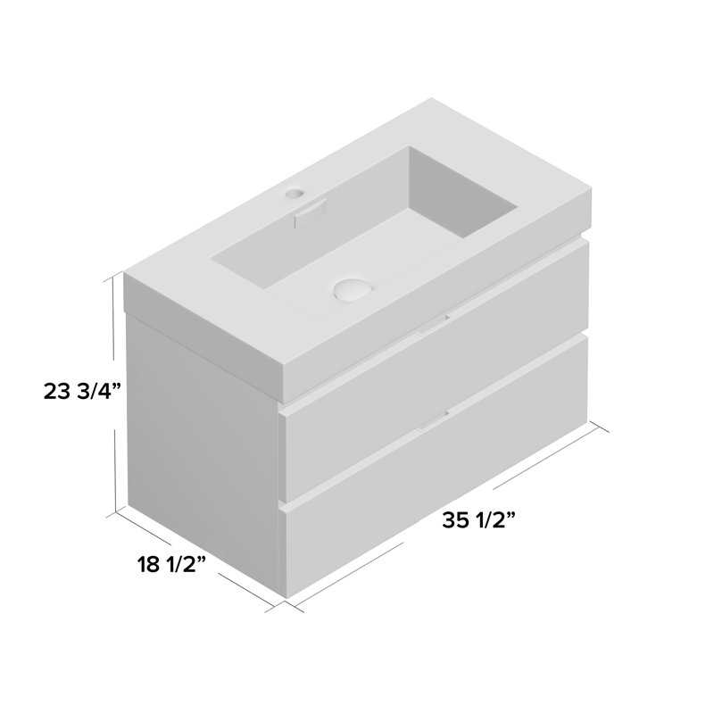 Ebern Designs Royka 35.5'' Wall Mounted Single Bathroom Vanity with